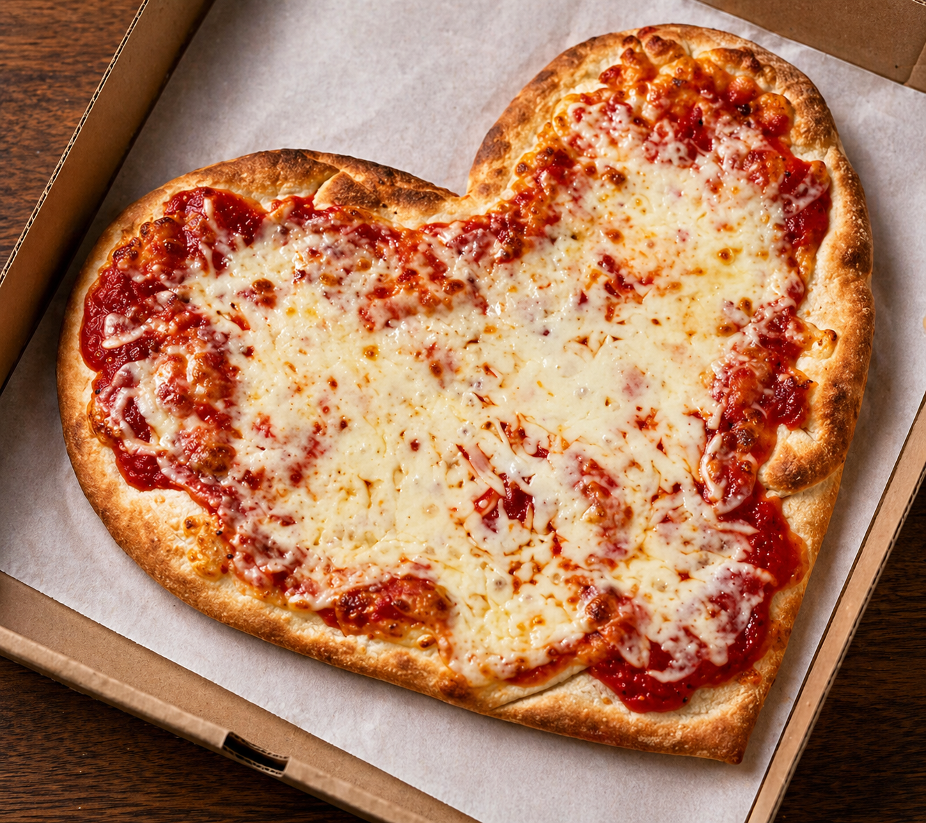 Heart shaped pizza from Frankie & Augie'Z