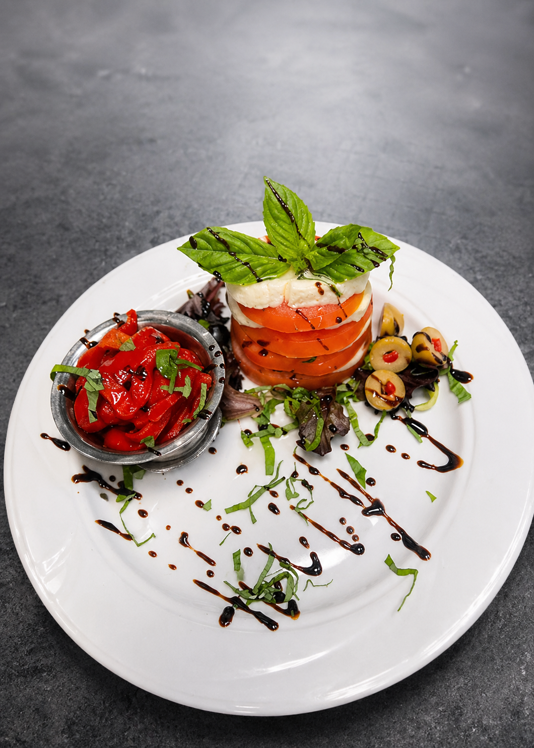 Fresh tomato mozzarella and basil appetizer
